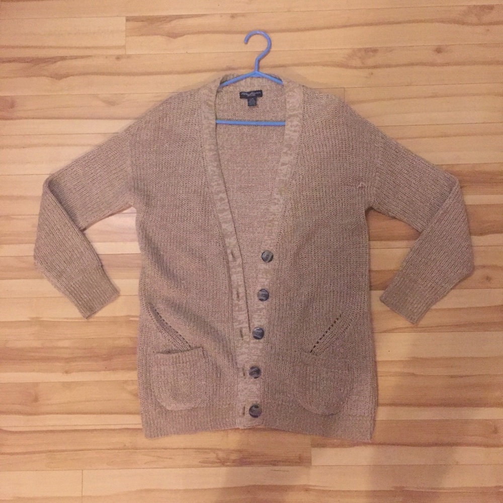 Oatmeal beige knit long cardigan